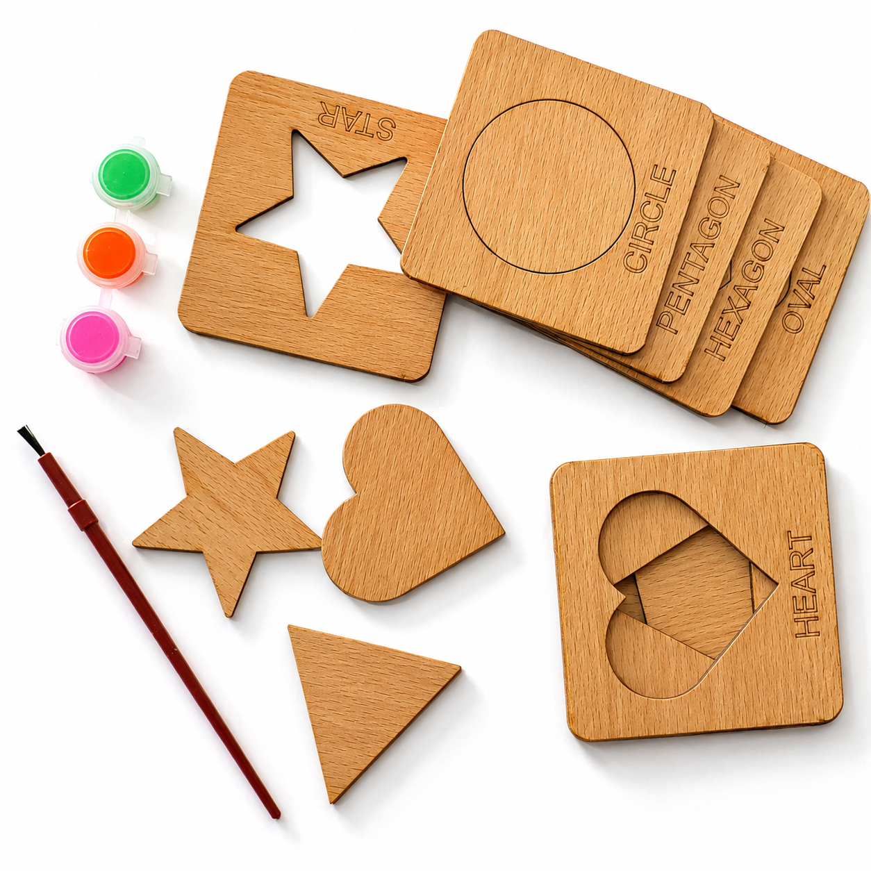 10 Pieces Wooden Drawing Stencils.