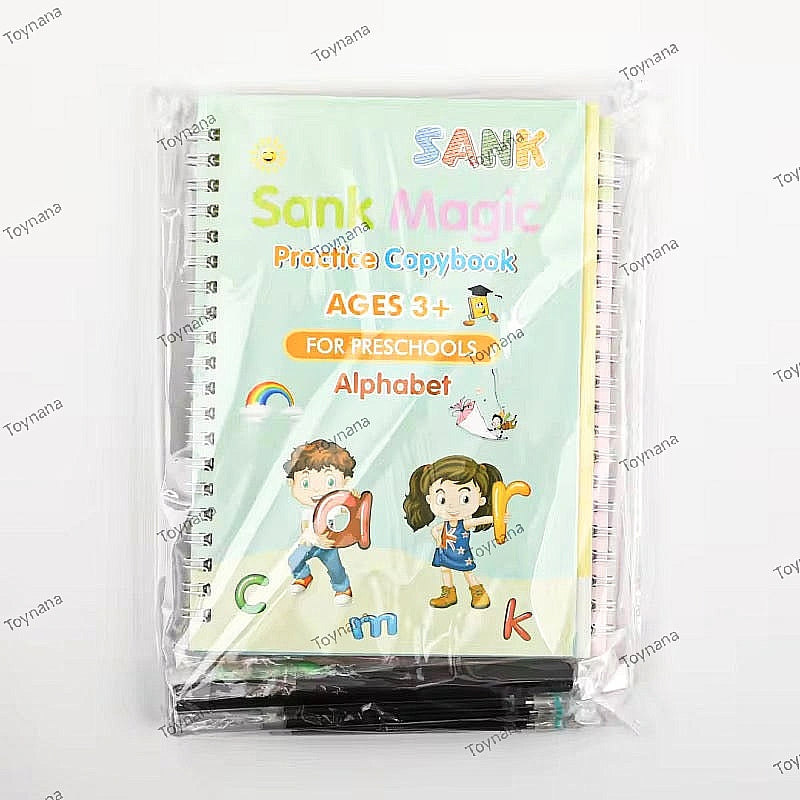 Sank magic practice copybook [ 4 Books + 10 refills + 1 grip + 1 pen case ]