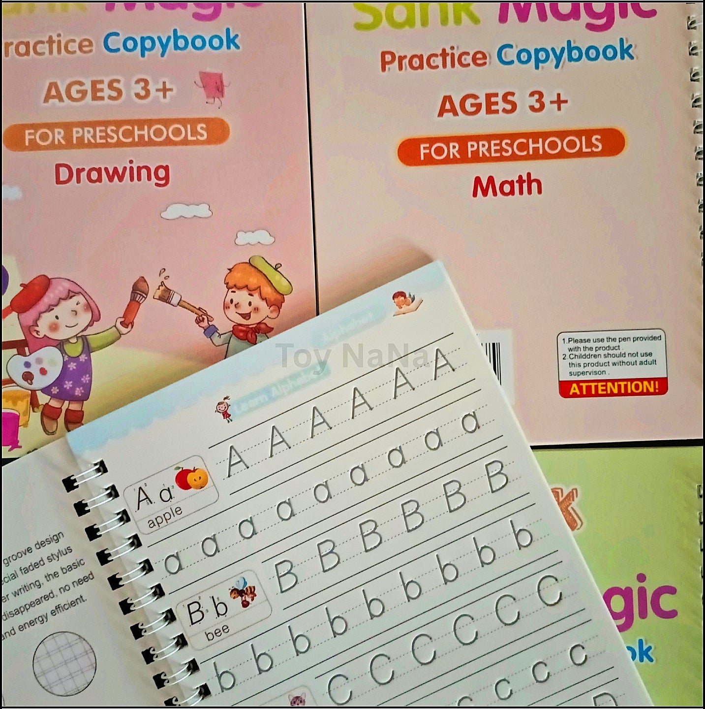 Sank magic practice copybook [ 4 Books + 10 refills + 1 grip + 1 pen case ]