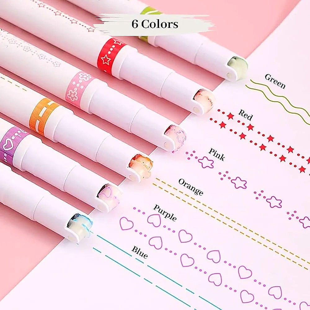 Curve Highlighter Marker Set [ 6-pieces }