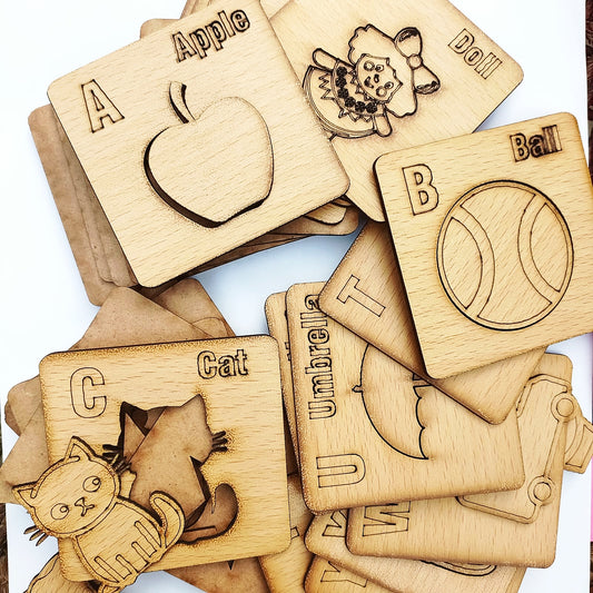 [ A to Z ] kids wooden Drawing Stencils