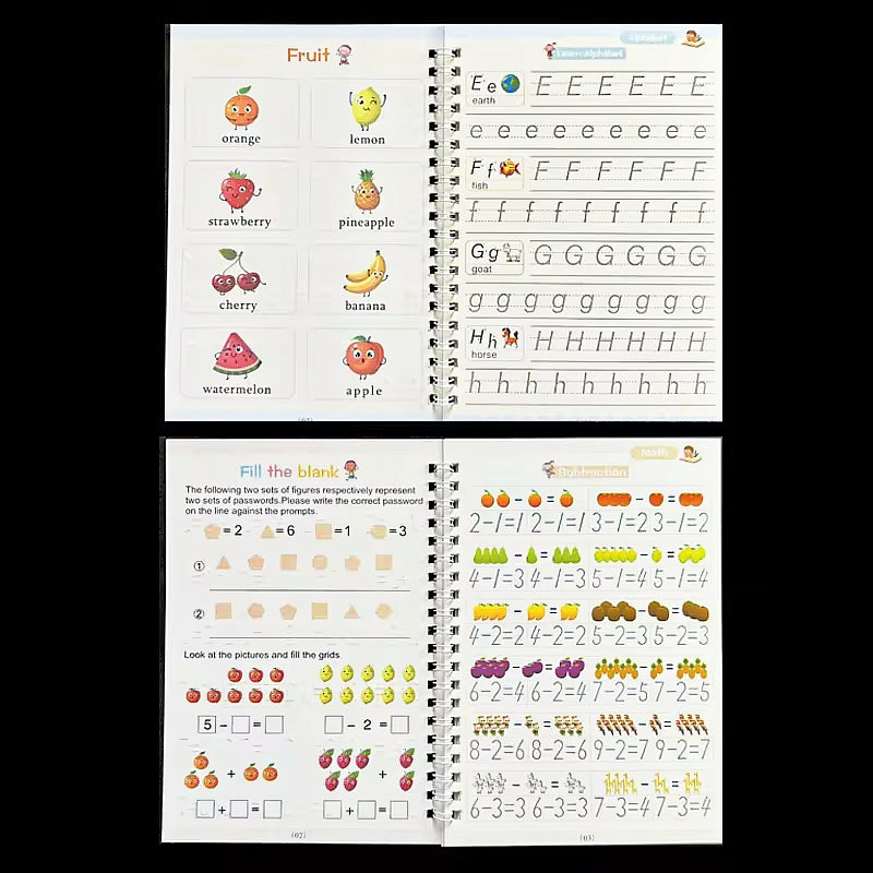 Sank magic practice copybook [ 4 Books + 10 refills + 1 grip + 1 pen case ]
