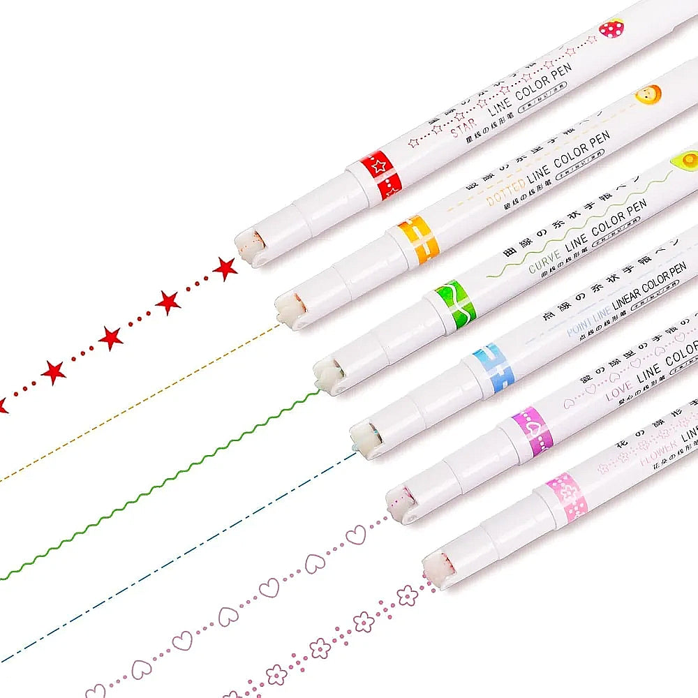 Curve Highlighter Marker Set [ 6-pieces }