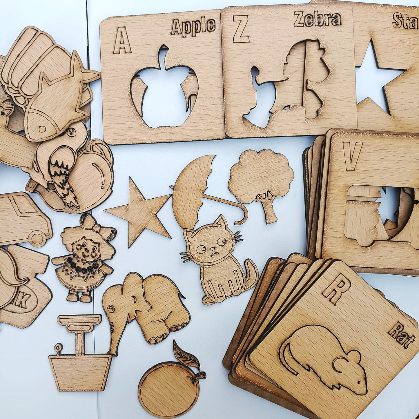 [ A to Z ] kids wooden Drawing Stencils